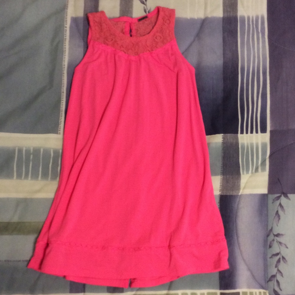 Pink Sleeveless Crew Neck Sundress